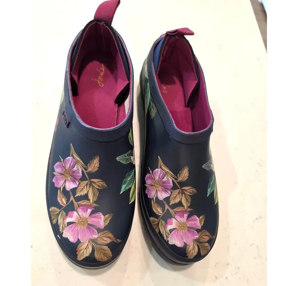 Joules Pop On Welly Clog / Navy Floral RAIN BOOT SHOE CLOG